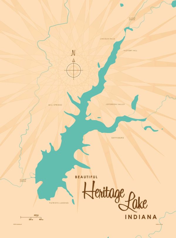 Maps & Flags | Heritage Lake, IN Lake Map Wall Mural Maps & Flags Maps & Flags