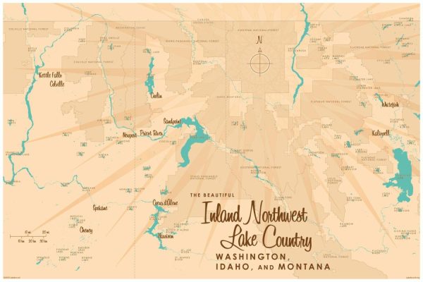 Maps & Flags | Inland Northwest Lake Country Lake Map Wall Mural Maps & Flags Maps & Flags