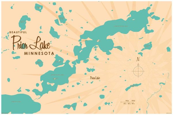 Maps & Flags | Prior Lake, MN Lake Map Wall Mural Maps & Flags Maps & Flags