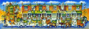 Panoramic | Row Of Houses Long Wallpaper Mural Architectural Architectural