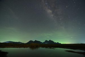 Space | Night Sky With Milky Way Over The Mountain Wall Mural