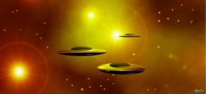 Space | Three Golden Saucers Wall Mural Space Space